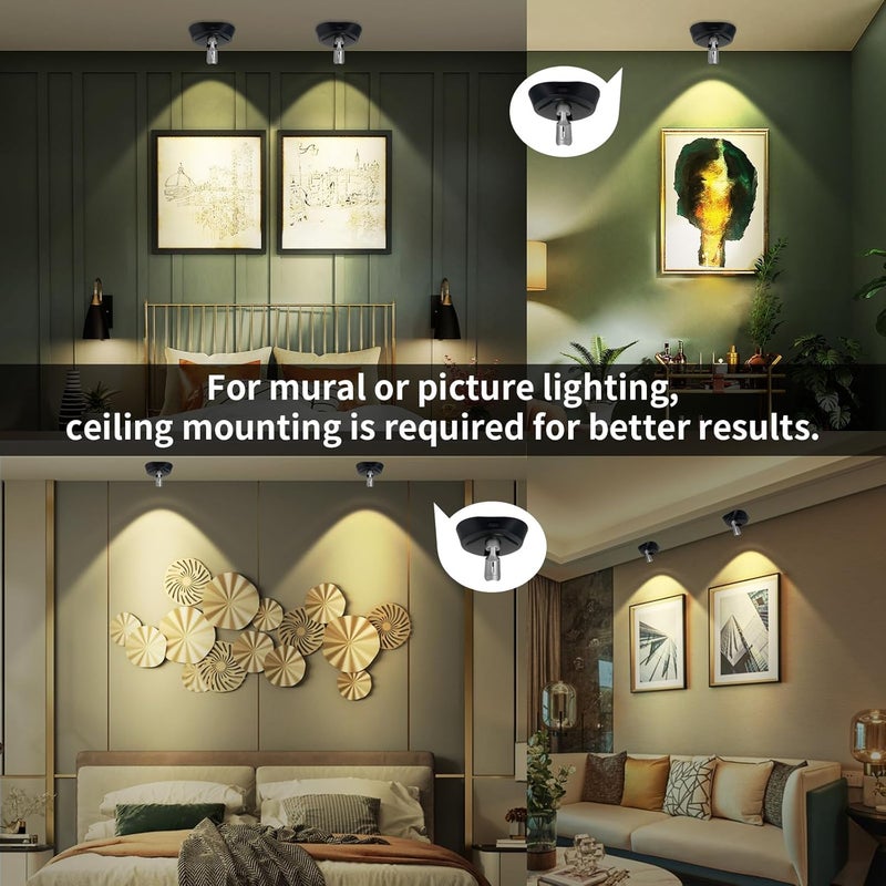 LEASTYLE LED Wireless Spotlights with Remote Rechargeable Up Lights Indoor with 3000K/4000K/6000K Battery Operated Lights with Timer Dimmable Accent Light Uplighting for Plant,Black+Silver,2 Pack - Image 5